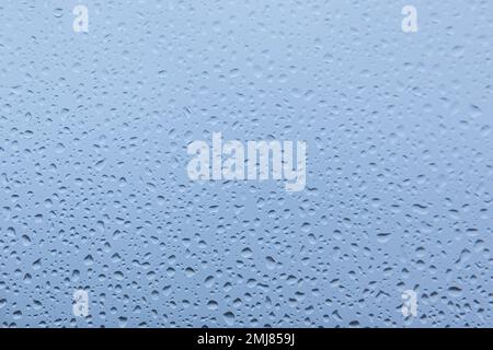 Water drops on white and blue background, with a slight blurred and gradient effect. Stock Photo