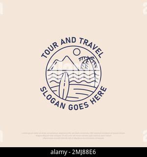 line art Tour and travel logo vector, best for travel agency, holiday, business company icon logo designs idea Stock Vector