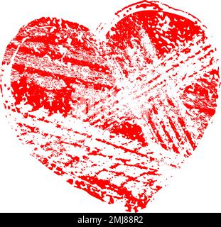 Glitch distorted grungy heart shape with tire track. Vector illustration. Love sign. Trendy defect error shape. Distressed dirty design element Stock Vector