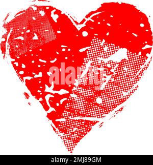 Glitch distorted grunge heart shape. Vector illustration. Love sign. Trendy defect error shape. Minimal art. Distressed dirty artistic design element Stock Vector