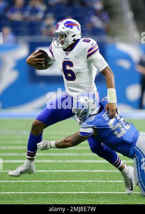 Buffalo Bills quarterback Tyree Jackson (6) passes during the first half of  an NFL preseason football game against the Minnesota Vikings in Orchard  Park, N.Y., Thursday, Aug. 29, 2019. (AP Photo/Adrian Kraus