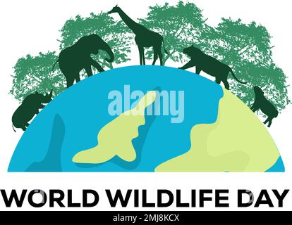 world wildlife day background illustration Stock Vector