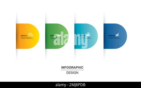 4 data infographics tab paper index template. Vector illustration abstract background. Stock Vector