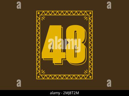 Number 48 in retro rectangle frame design Stock Vector