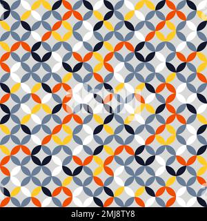 Cool overlapping circles seamless texture. Retro ovals and circles vector geometric fashion pattern. Colorful fashion print. Stock Vector