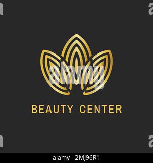 Beauty center leaf logo, elegant gold design for health & wellness business vector Stock Vector