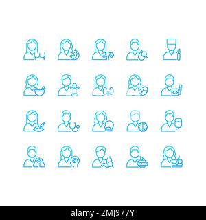 Medical services pixel perfect gradient linear vector icons set Stock Vector