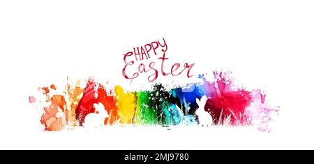 Happy Easter. Multicolored rabbits. Vector illustration Stock Vector
