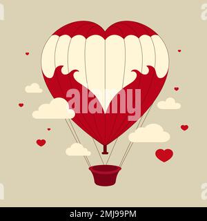Hot air balloon. Flat cartoon style. Vector illustration for design greeting card, flyers, poster, banners, web design. Stock Vector