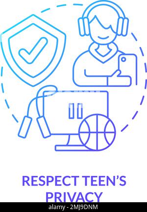 Respect teen privacy blue gradient concept icon Stock Vector