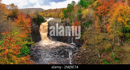 High Force Waterfall in Autumn, North Pennines, County Durham, England, United Kingdom Stock Photo
