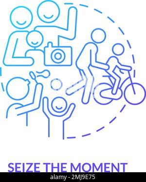 Seize moment blue gradient concept icon Stock Vector