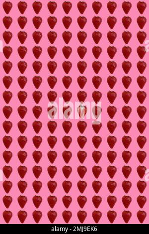 seamless pattern of fresh strawberry half on pink background  Stock Photo