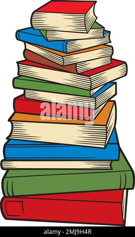 Big Stack of Books Color. Vector Illustration Stock Vector