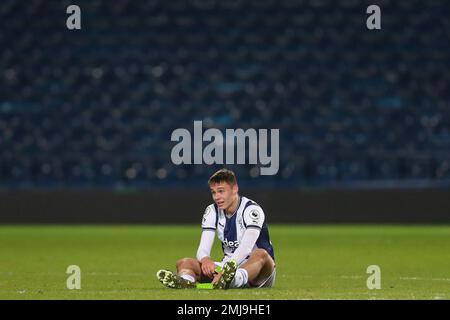 West Bromwich, UK. 27th Jan, 2023. Evan Humphries of West Bromwich Albion looks dejected after the Premier League 2 U23 match West Bromwich Albion U23 vs Aston Villa U23 at The Hawthorns, West Bromwich, United Kingdom, 27th January 2023 (Photo by Gareth Evans/News Images) Credit: News Images LTD/Alamy Live News Stock Photo