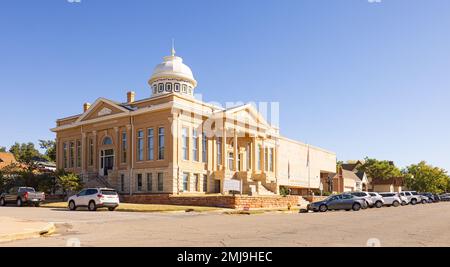 Guthrie, Oklahoma, USA - October 17, 2022: The historic Carnegie Library and the Oklahoma Territorial Museum Stock Photo