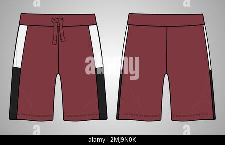 Boys Sweat Shorts vector fashion flat sketch template. Young Men Technical Drawing Fashion art Illustration. Stock Vector