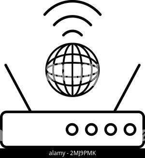Simple router and internet browser icon. Editable vector. Stock Vector