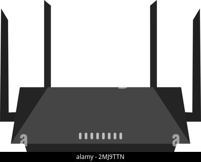 Realistic router icon with flat design. Internet Wi-Fi router. Editable vector. Stock Vector