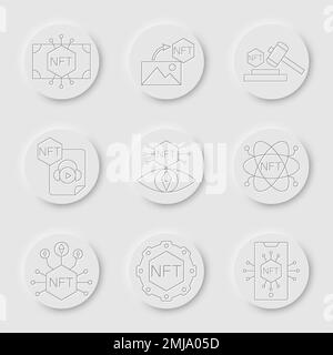 NFT technology line icon set. Crypto Icon or Logo Symbol vector illustration Stock Vector