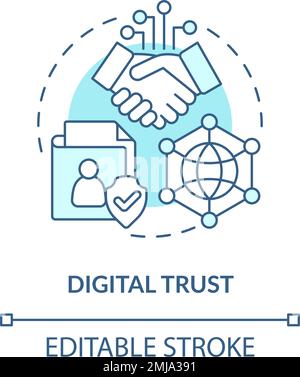 Digital trust turquoise concept icon Stock Vector