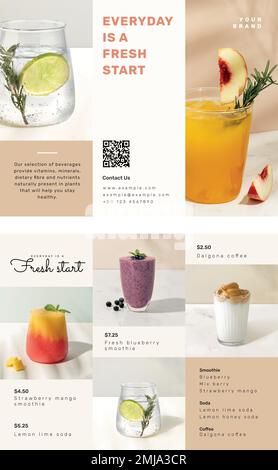 Cafe trifold brochure template vector in front and rear view Stock Vector