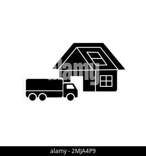 Home delivery vector icon. Delivery truck icon. Transportation service for houses.Van symbol. Shipping service illustration. Stock Vector