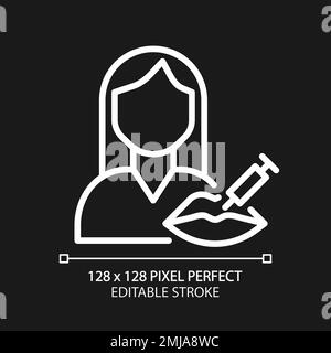 Cosmetic services pixel perfect white linear icon for dark theme Stock Vector