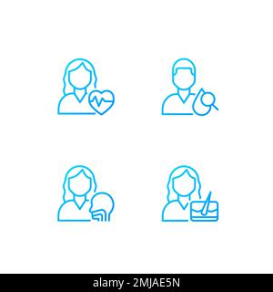 Doctor appointment pixel perfect gradient linear vector icons set Stock Vector