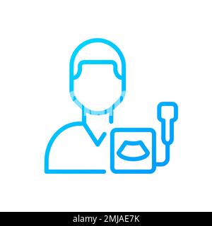 Diagnostic ultrasound pixel perfect gradient linear vector icon Stock Vector