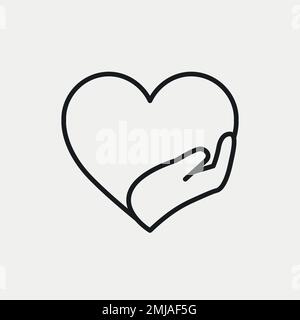 Charity logo, hands supporting heart icon flat design vector illustration Stock Vector