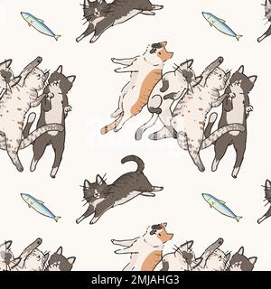Cats doodle seamless patterned background vector Stock Vector