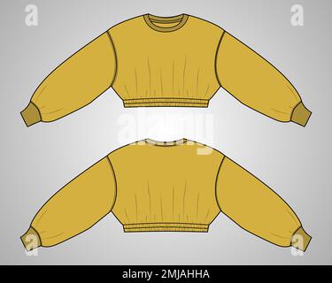Crop Sweater fashion Dress design Overall Technical sketch vector