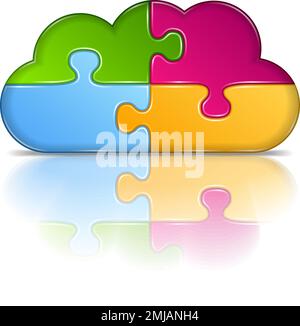 Cloud made of puzzle pieces, vector eps10 illustration Stock Vector