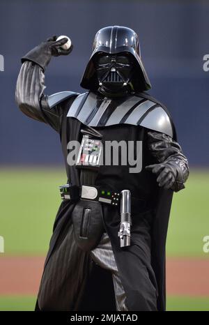 Darth Vader throws out the first pitch on Star Wars Night in Miami 