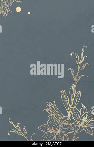 Gold floral outline on marble background vector Stock Vector