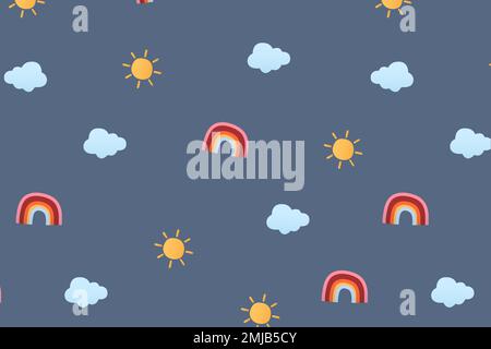 Cute weather pattern background wallpaper, weather vector illustration Stock Vector