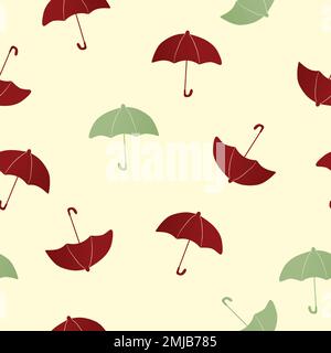 Green seamless pattern background, umbrella illustration vector Stock Vector