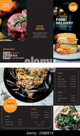 Food delivery brochure template vector Stock Vector