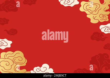 Chinese desktop background, red cloud illustration Stock Vector