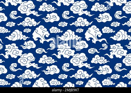 Blue cloud background, Chinese oriental pattern illustration vector Stock Vector