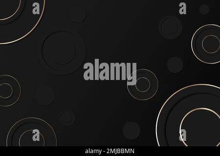 Black background wallpaper, geometric circle pattern design vector Stock Vector