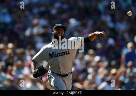 Miami Marlins relief pitcher Jarlin Garcia delivers during the ninth inning  of a baseball game against the Pittsburgh Pirates in Pittsburgh, Thursday,  Sept. 5, 2019. (AP Photo/Gene J. Puskar Stock Photo - Alamy