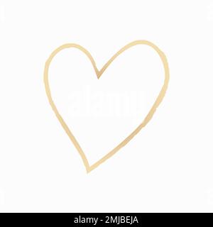 Gold heart element vector in hand drawn style Stock Vector