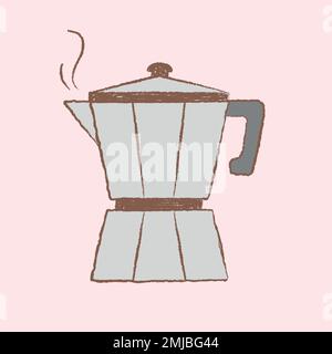 Moka pot coffee illustration, cafe & bakery design vector Stock Vector