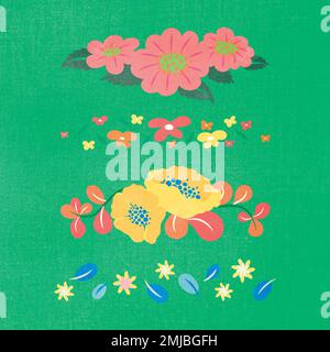 Flower divider, colorful cute sticker vector illustration set Stock Vector