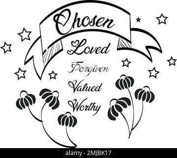 Scripture Illustration for Tattoo design. The message of the Gospel of Jesus Christ. Bible lesson for kids. Stock Vector