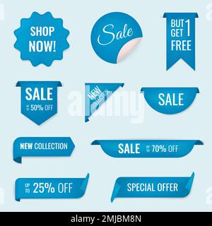 Sale banner sticker, blank vector shopping clipart set Stock Vector