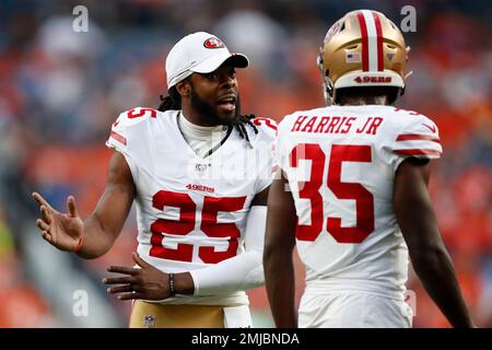 San Francisco 49ers cornerback Tim Harris (35) takes part in a