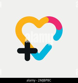 Heart icon, healthcare symbol flat design vector illustration Stock Vector